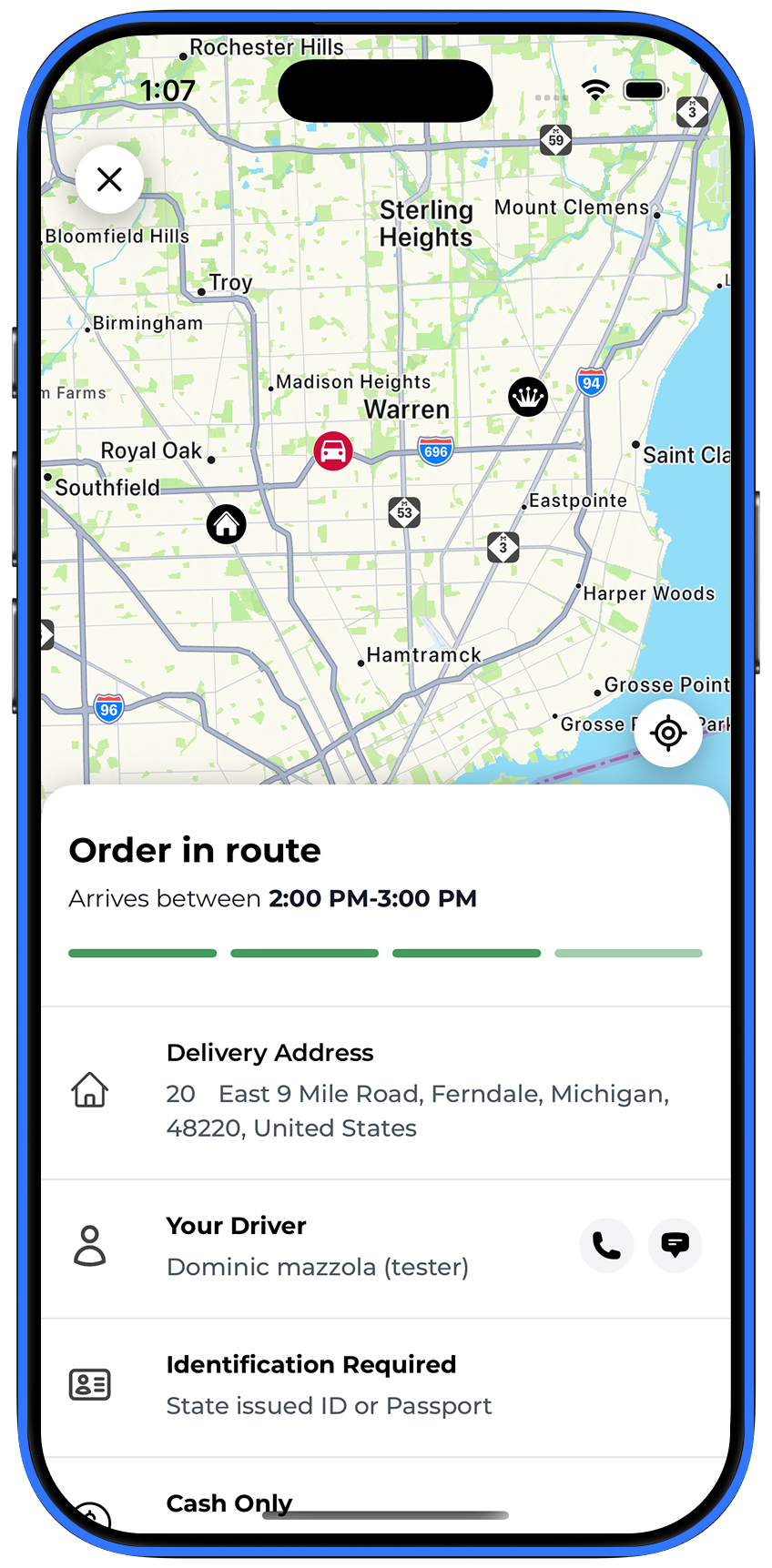 iOS Delivery Tracking Screen - Real-time Driver Location