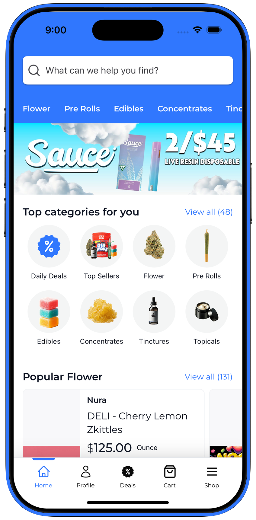 iOS Home Screen - Mobile Cannabis App