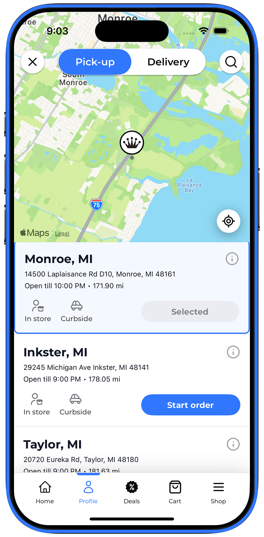iOS Location Selection Screen - Find Nearest Dispensary